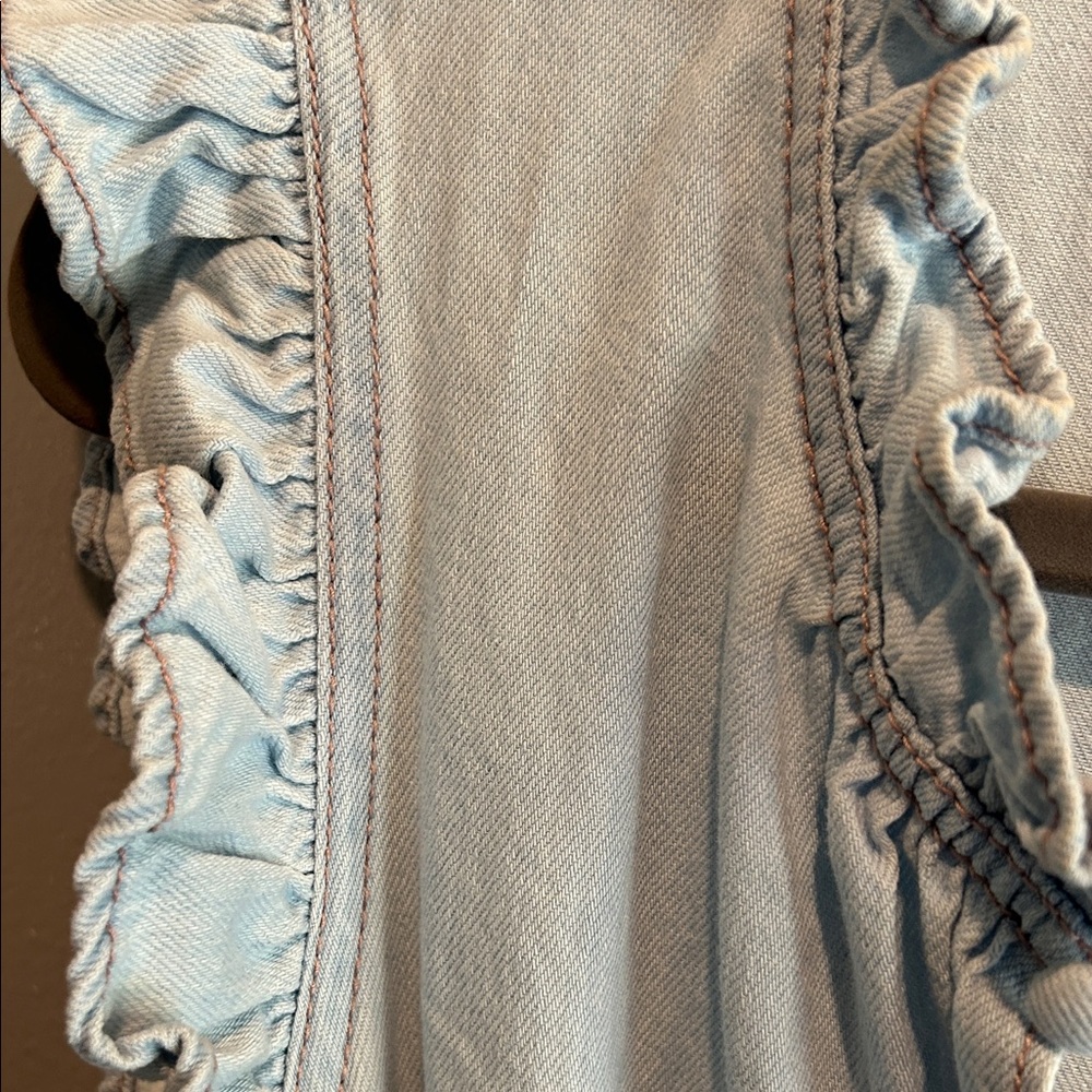 Kate Spade Soft Blue Denim Ruffle Sleeve Mini Dress - Picture 4 of 5